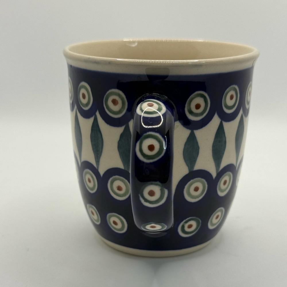 Bunzlau keramik Boleslawiec Polish Pottery peacock pattern ceramic mug - Picture 3 of 7